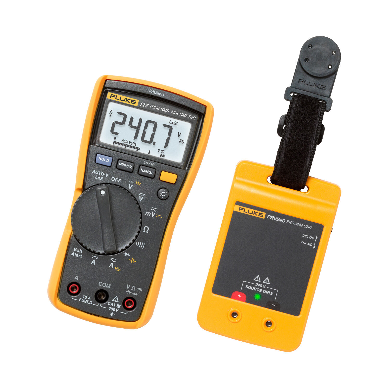 Fluke 117/PRV240 Electrician's Digital Multimeter & voltage source proving unit kit