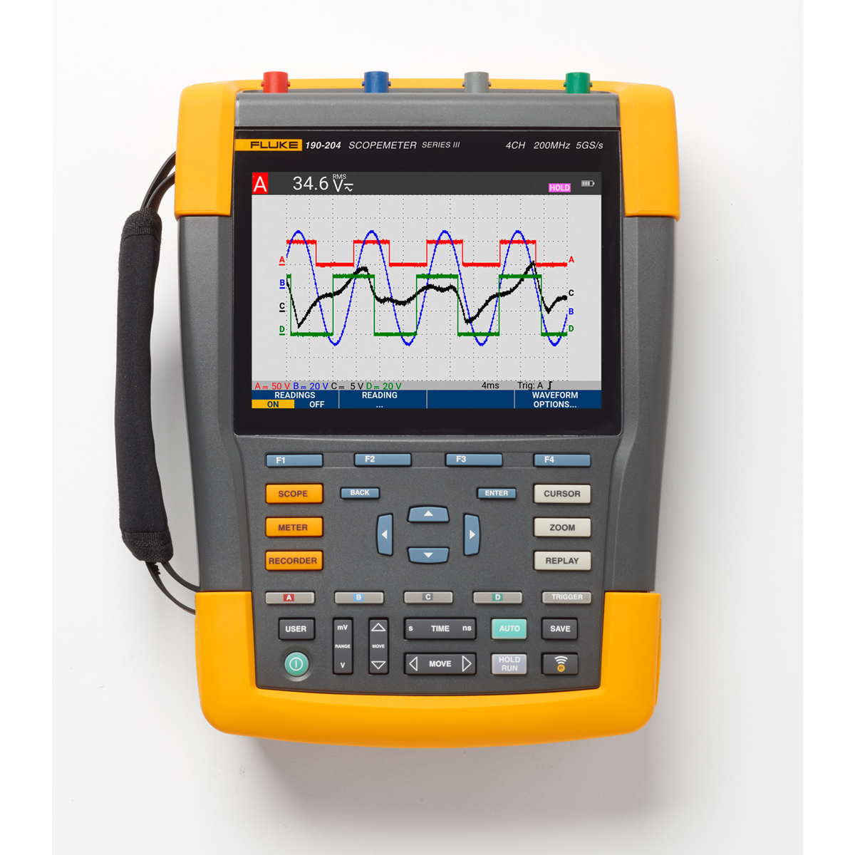 Fluke 190-204-III Scopemeter, 4 channel, 200mhz, color
