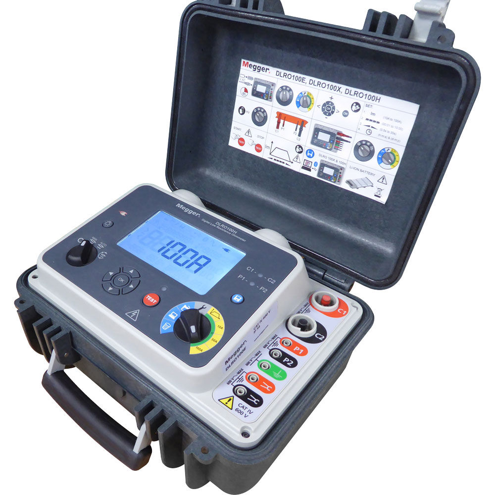 Megger DLRO100XB LG2-P3 Digital Low Resistance Ohmmeter, AC Power & Battery, USB
