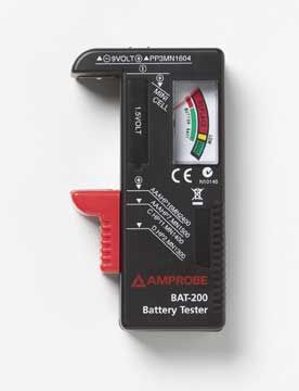 Amprobe BAT-200 Battery Tester, 1.5V to 9V, Ergonomic battery holder